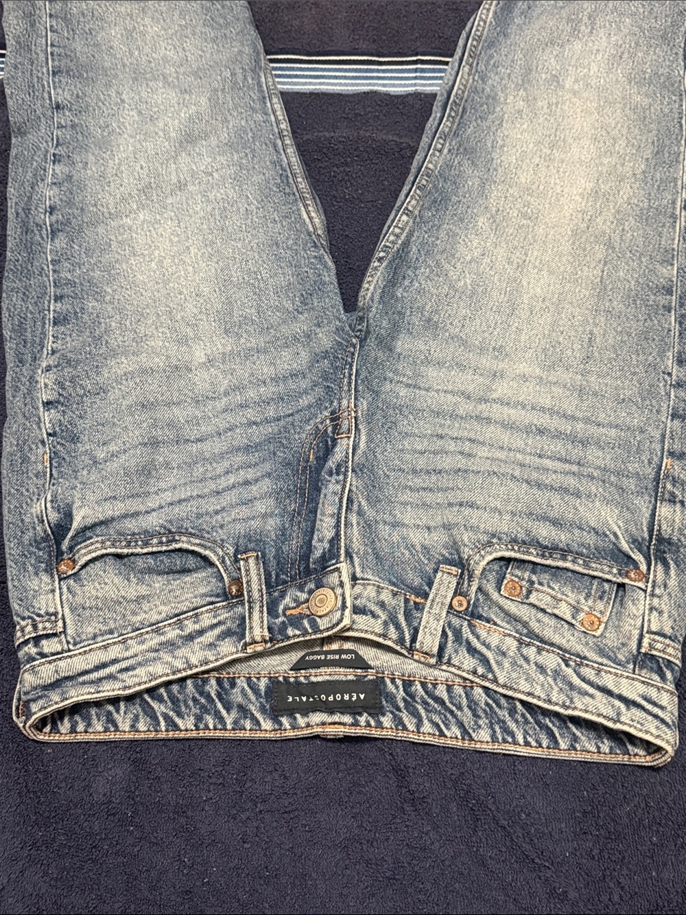 Aeropostale Low Rise Baggy Light Blue Straight Leg Jeans size 00 Short - Picture 14 of 16